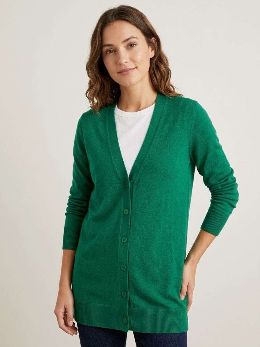 J.CREW 100% Merino Wool V-Neck Cardigan Long Sleeve Button Front Knit